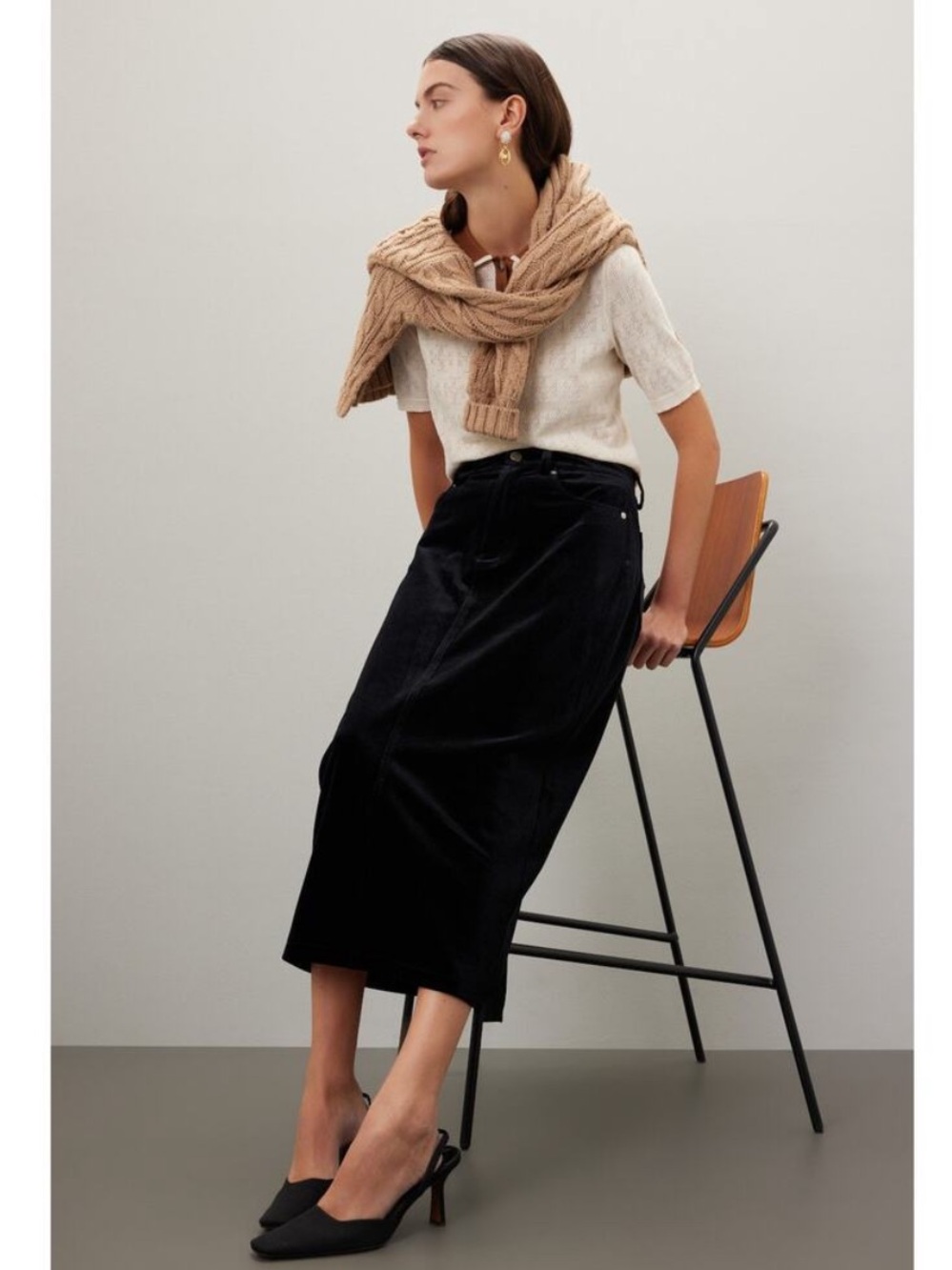 NWT BlankNYC black velvet midi last dance skirt 28